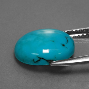 Turchese naturale blu da 2,77 ct, taglio ovale, opaco