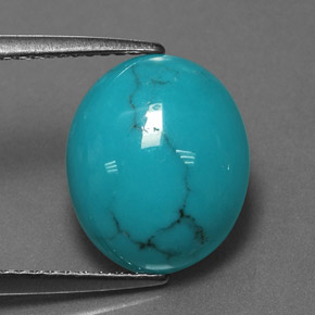 Turchese naturale blu da 3,69 ct, taglio ovale, opaco
