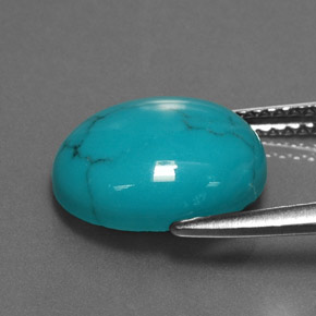Turchese naturale blu da 3,69 ct, taglio ovale, opaco