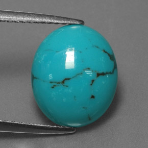 Turchese naturale blu da 2,97 ct, taglio ovale, opaco