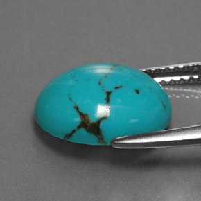Turchese naturale blu da 2,97 ct, taglio ovale, opaco