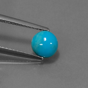 Turchese naturale blu da 0,85 ct, taglio rotondo, opaco