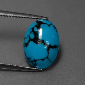 Turchese naturale blu da 4,27 ct, taglio ovale, opaco