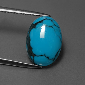 Turchese naturale blu da 4,55 ct, taglio ovale, opaco