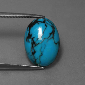Turchese naturale blu da 3,97 ct, taglio ovale, opaco