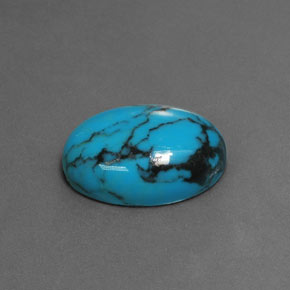 Turchese naturale blu da 3,97 ct, taglio ovale, opaco