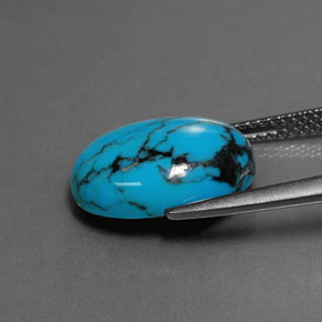 Turchese naturale blu da 3,97 ct, taglio ovale, opaco