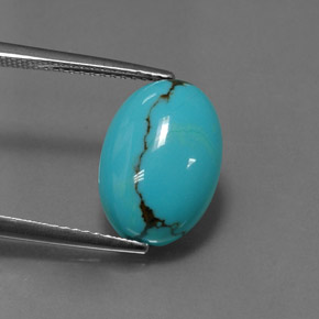 Turchese naturale blu da 3,87 ct, taglio ovale, opaco