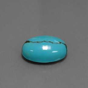 Turchese naturale blu da 3,87 ct, taglio ovale, opaco