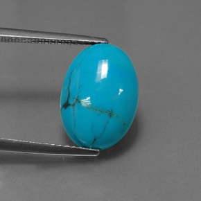Turchese naturale blu da 3,49 ct, taglio ovale, opaco