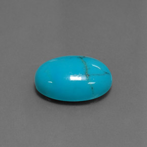 Turchese naturale blu da 3,49 ct, taglio ovale, opaco
