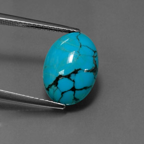 Turchese naturale blu da 3,33 ct, taglio ovale, opaco