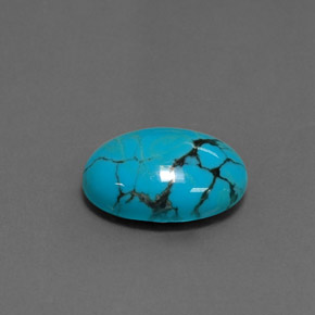 Turchese naturale blu da 3,33 ct, taglio ovale, opaco