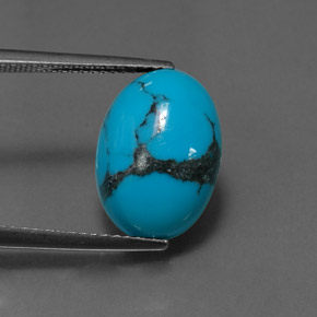 Turchese naturale blu da 3,61 ct, taglio ovale, opaco