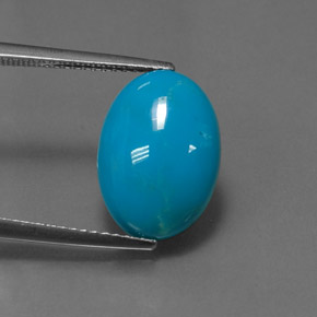 Turchese naturale blu da 4,55 ct, taglio ovale, opaco