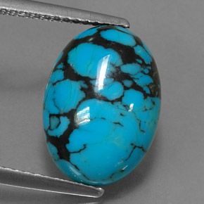 Turchese naturale blu da 3,96 ct, taglio ovale, opaco