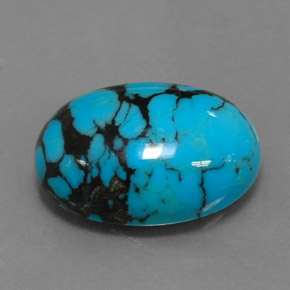 Turchese naturale blu da 3,96 ct, taglio ovale, opaco