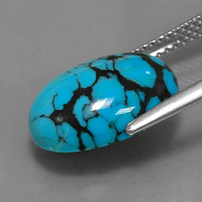 Turchese naturale blu da 3,96 ct, taglio ovale, opaco