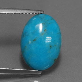 Turchese naturale blu da 3,96 ct, taglio ovale, opaco
