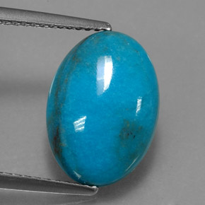 Turchese naturale blu da 4,39 ct, taglio ovale, opaco