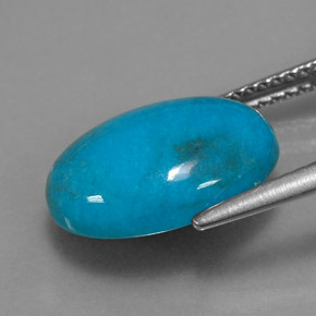Turchese naturale blu da 4,39 ct, taglio ovale, opaco