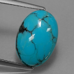 Turchese naturale blu da 3,95 ct, taglio ovale, opaco