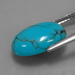 Turchese naturale blu da 3,95 ct, taglio ovale, opaco