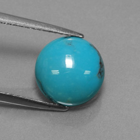 Turchese naturale blu da 3,02 ct, taglio rotondo, opaco