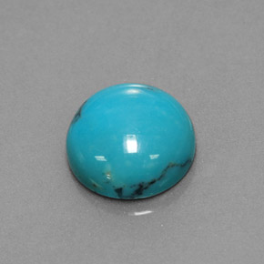 Turchese naturale blu da 3,02 ct, taglio rotondo, opaco