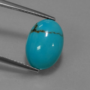 Turchese naturale blu da 3,62 ct, taglio ovale, opaco