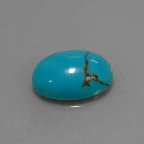 Turchese naturale blu da 3,62 ct, taglio ovale, opaco