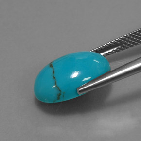Turchese naturale blu da 3,62 ct, taglio ovale, opaco