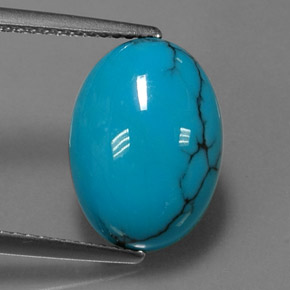 Turchese naturale blu da 4,06 ct, taglio ovale, opaco