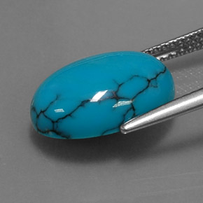 Turchese naturale blu da 4,06 ct, taglio ovale, opaco