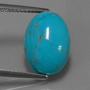 Turchese naturale blu da 4,28 ct, taglio ovale, opaco