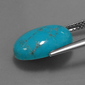 Turchese naturale blu da 4,28 ct, taglio ovale, opaco