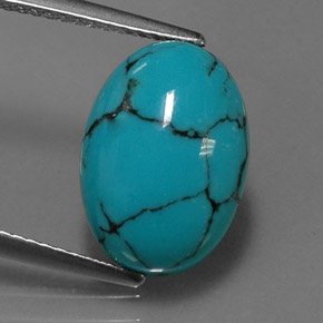 Turchese naturale blu da 4,19 ct, taglio ovale, opaco