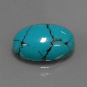 Turchese naturale blu da 4,19 ct, taglio ovale, opaco