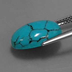 Turchese naturale blu da 4,19 ct, taglio ovale, opaco