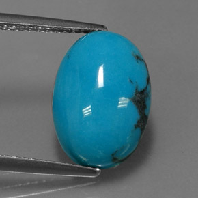 Turchese naturale blu da 3,78 ct, taglio ovale, opaco