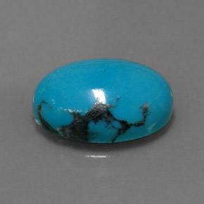 Turchese naturale blu da 3,78 ct, taglio ovale, opaco