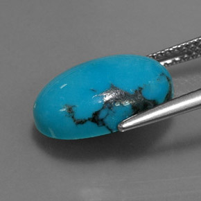 Turchese naturale blu da 3,78 ct, taglio ovale, opaco