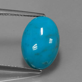 Turchese naturale blu da 4,53 ct, taglio ovale, opaco