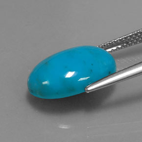 Turchese naturale blu da 4,53 ct, taglio ovale, opaco