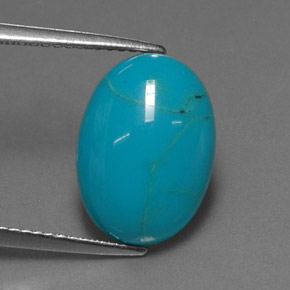 Turchese naturale blu da 3,79 ct, taglio ovale, opaco