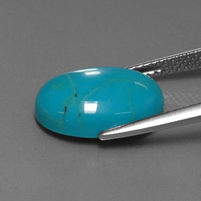 Turchese naturale blu da 3,79 ct, taglio ovale, opaco
