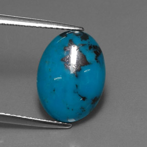 Turchese naturale blu da 4,48 ct, taglio ovale, opaco