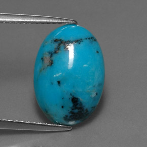 Turchese naturale blu da 4,33 ct, taglio ovale, opaco