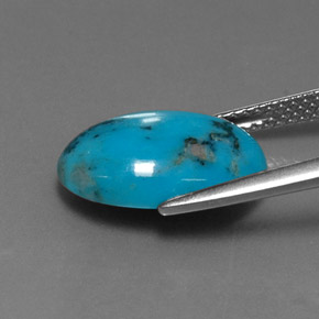 Turchese naturale blu da 4,33 ct, taglio ovale, opaco