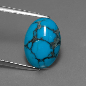 Turchese naturale blu da 3,74 ct, taglio ovale, opaco